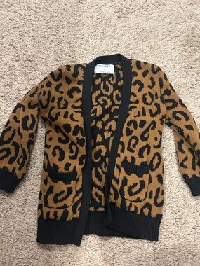 Old Navy Leopard Print Open-Front Cardigan - Brown & Black